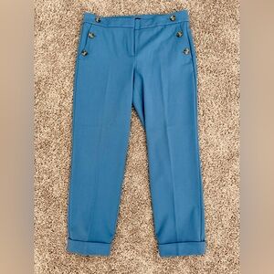 LOFT Dusty Blue Trousers with Side Button Detail